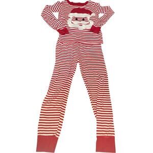 PJ Place Pajama Set Kids Red White Striped Santa Christmas SIZE 6
